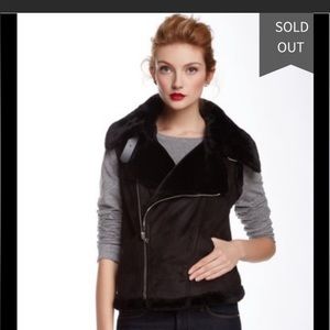 Two by Vince Camuto Faux Shearling and Faux Suede Black Vest Size XS